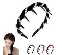 Vintage High Cranium Artificial Pearl Hairband, 2025 New Elegant Braided Pearls Headbands with Teeth, Fashion Hair Accessories for Women Girl, Decorative Hair Bands (Black)