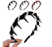Vintage High Cranium Artificial Pearl Hairband, 2025 New Elegant Non slip Pearl Headbands, Headband Zig Zag, Bridal Hair Hoop Party Wedding Hair Accessories for Women and Girls (Black)