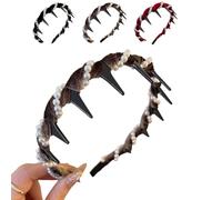 Vintage High Cranium Artificial Pearl Hairband, 2025 New Elegant Non slip Pearl Headbands, Headband Zig Zag, Bridal Hair Hoop Party Wedding Hair Accessories for Women and Girls (Brown)