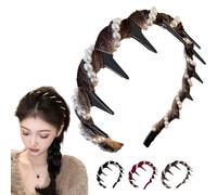 Vintage High Cranium Artificial Pearl Hairband, 2025 New Elegant Non Slip Pearl Headbands, Stylish Bling Hair Hoop for Women and Girls Wedding, Party or Daily Wear (Brown)