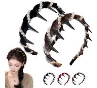 Vintage High Cranium Artificial Pearl Hairband, 2025 New Elegant Non Slip Pearl Headbands, Stylish Bling Hair Hoop for Women and Girls Wedding, Party or Daily Wear (Black+Brown)