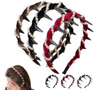 Vintage High Cranium Artificial Pearl Hairband, 2025 New Wide Elegant Non Slip Pearl Headbands for Women and Girls, Bling Hair Fashion Bridal Hair Hoop Rhinestones Hair Accessories (3Mix)