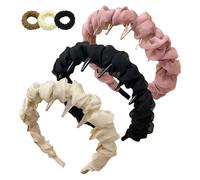 Vintage High Cranium Artificial Pearl Hairband, 3pcs Hairbands for Women's Hair, Hairs Bands with Teeth Hoop, Bridal Hair Hoop Rhinestones Hairs Accessories (H)