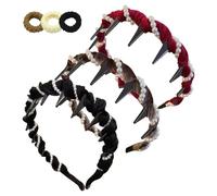 Vintage High Cranium Artificial Pearl Hairband, 3pcs Hairbands for Women's Hair, Hairs Bands with Teeth Hoop, Bridal Hair Hoop Rhinestones Hairs Accessories (G)