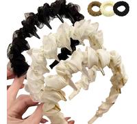 Vintage High Cranium Artificial Pearl Hairband, 3pcs Hairbands for Women's Hair, Hairs Bands with Teeth Hoop, Bridal Hair Hoop Rhinestones Hairs Accessories (B)