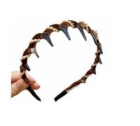 Vintage High Cranium Artificial Pearl Hairband, Artificial Pearl Headbands with Teeth Hoop, Hair Bands For Women's Hair(Brown)