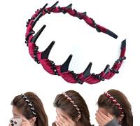 Vintage High Cranium Artificial Pearl Hairband, Beaded Headband, Non Slip High Cranium Headband with Teeth Hoop (1Pcs*A)