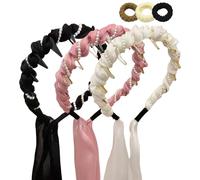 Vintage High Cranium Artificial Pearl Hairband, Elegant Braided Pearls Headbands with Teeth, Fashion Hair Accessories Braid Tool Non Slip Hairband, Pearl Headbands for Women (3Pack-e)