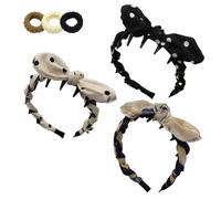 Vintage High Cranium Artificial Pearl Hairband, Elegant Braided Pearls Headbands with Teeth, Fashion Hair Accessories Braid Tool Non Slip Hairband, Pearl Headbands for Women (3Pack-d)