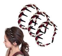 Vintage High Cranium Artificial Pearl Hairband - Elegant Pearl Headband for Women, Classic Retro Hair Accessories Party Wedding and Daily Wear (Red)