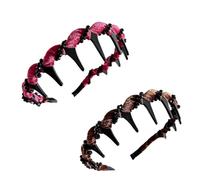 Vintage High Cranium Artificial Pearl Hairband, Elegant Pearl Headbands, Fashion Wide Beaded Bling Head (burgundy+coffee velvet black crystal)