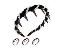 Vintage High Cranium Artificial Pearl Hairband, Elegant Pearl Headbands, Fashion Wide Beaded Bling Head (Black velvet pearl)