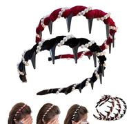 Vintage High Cranium Artificial Pearl Hairband, Elegant Pearl Headbands for Women, Bridal Hair Hoop Rhinestones Hair Accessories, Stylish Bling Hair Hoop for Wedding, Party (2Pcs-A)