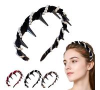 Vintage High Cranium Artificial Pearl Hairband, Fashion Hair Accessories Braid Tool Non Slip Hairband, Bridal Hair Hoop Rhinestones Hairs Accessories, Wedding Party for Women and Girl (Black)