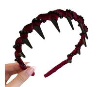 Vintage High Cranium Artificial Pearl Hairband, Fashion Wide Beaded Bling Headband, Elegant Pearl Headband Hair Hoop for Women Girls (Red(Crystal))