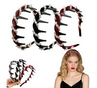 Vintage High Cranium Artificial Pearl Hairband Head Band with Teeth, Pearl Headbands for Women Girls Classic Retro Hair Accessories for Weddings, Parties and Daily Wear (3pcs, one size)