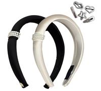 Vintage High Cranium Artificial Pearl Hairband - Sparkling Diamond Wave Hair Bands, High Cranial & Dual-Wea Design for All Head Shapes, Create a Face-Shaping Effect (B)