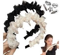 Vintage High Cranium Artificial Pearl Hairband - Sparkling Diamond Wave Hair Bands, High Cranial & Dual-Wea Design for All Head Shapes, Create a Face-Shaping Effect (A)