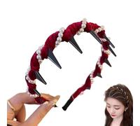 Vintage High Cranium Artificial Pearl Hairband, Vintage High Pearl Hair Accessories, Party Wedding Home Hairband (red)