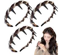 Vintage High Cranium Artificial Pearl Hairband, VintageHigh Cranium Headband, Vintage Pearl Headband, Bridal Hair Hoop Rhinestones Hair Accessories (Brown)