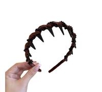 Vintage High Cranium Artificial Pearl Headband - Elegant Non-slip Pearl Hairband with Zig Zag Design, Bridal Hair Hoop for Party Wedding, Hair Accessories for Women and Girls (Brown, A)