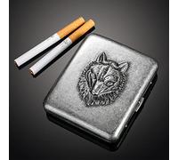 Vintage hombre de plata pitillera de metal retro caja de cigarrillos hombres mujeres pitillera antigua 20 cigarrillos caso de acero inoxidable pitilleras para hombres damas caja de cigarrillos