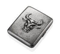 Vintage hombres de plata pitillera de metal con caja de regalo,caja de cigarrillos retro hombre mujeres pitillera antigua 20 cigarrillos de acero inoxidable pitilleras retro para hombres damas