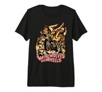 Vintage Horror Hombre Lobo sobre Ruedas Biker Camiseta Premium