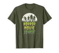 Vintage Horror Movie Junkie Retro 80s Horror Zombies Camiseta, Hombre, Verde Oliva, 3XL