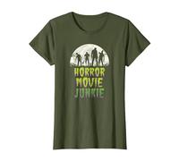 Vintage Horror Movie Junkie Retro 80s Horror Zombies Camiseta, Mujer, Verde Oliva, 3XL