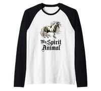 Vintage Horse My Spirit Animal Equestrian Camiseta Manga Raglan