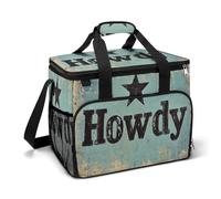 Vintage Howdy in Bold, bolsa térmica con letras desgastadas occidentales, bolsa térmica térmica portátil a prueba de fugas con correa para el hombro