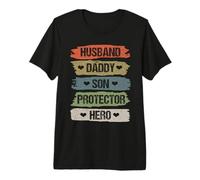 Vintage Husband Daddy Son Protector Hero For Dad Fathers Day Camiseta Premium