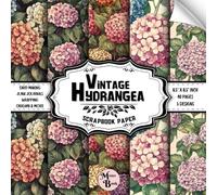 Vintage Hydrangea Scrapbook Paper: Double Sided Sheets | Floral Pattern for Decoupage, Wrapping, Mixed Media Art, and Various DIY Craft Projects | 8.5" x 8.5" (21.59 x 21.59 cm)