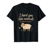 Vintage I Herd You Like Animales Pastor Humor Doodle Camiseta