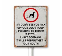 Vintage I will Throw Poop Back to You Funny Pick Up Your Dog's PoopYard Letreros con estaca Dog Owener's Gift Outdoor Placa de aluminio para patio, jardín, césped, decoración 20 x 30 cm, resistente a
