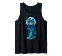 Vintage Icy Moon in Galaxy Forest Grey Wolf Hunting Camiseta sin Mangas