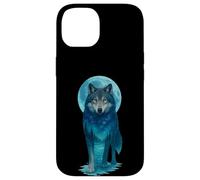 Vintage Icy Moon in Galaxy Forest Grey Wolf Hunting Carcasa para iPhone 14