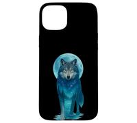 Vintage Icy Moon in Galaxy Forest Grey Wolf Hunting Carcasa para iPhone 15 Plus