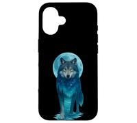 Vintage Icy Moon in Galaxy Forest Grey Wolf Hunting Carcasa para iPhone 16