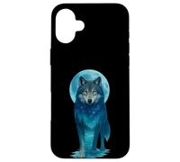 Vintage Icy Moon in Galaxy Forest Grey Wolf Hunting Carcasa para iPhone 16 Plus