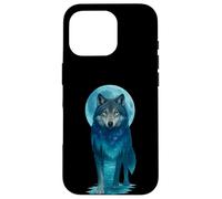 Vintage Icy Moon in Galaxy Forest Grey Wolf Hunting Carcasa para iPhone 16 Pro