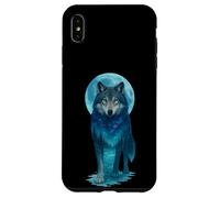 Vintage Icy Moon in Galaxy Forest Grey Wolf Hunting Carcasa para iPhone XS MAX