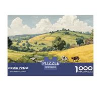 Vintage Illustration of The English Countryside 1000 Stück Ökopapier Puzzle Mountain Village Stressabbau Kreatives Spiel Puzzles Als Geburtstagsgeschenke 38x26cm/1000pcs