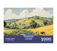 Vintage Illustration of The English Countryside 1000 Stück Premium-Karton Puzzle Mountain Village Stressabbau Familienspiel Puzzles Als Wohnaccessoires 52x38cm/1000pcs