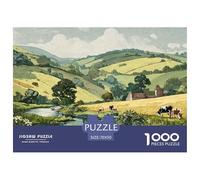 Vintage Illustration of The English Countryside 1000 Stück Stabiler Karton Puzzle Mountain Village Stressabbau Familienspiel Puzzles Als Geburtstagsgeschenke 70x50cm/1000pcs
