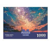 Vintage Illustration of The English Countryside 1000 Stück Stabiler Karton Puzzle Sunset Sky Stressabbau Kreatives Spiel Puzzles Für Erwachsene Und Kinder 52x38cm/1000pcs
