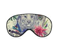 Vintage India tigre blanco elefante máscara para dormir cubierta de noche ojo para Mujeres Hombres BlockLight para avión viaje siesta correa ajustable
