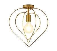 Vintage Industrial lámpara de techo, luces de techo Metal Dorado Jaula de Hierro, E27, Moderna LED Pantallas de Iluminación, Colgante de Luz para Pasillo, Dormitorio, Loft, Restaurante (Amor)