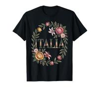 Vintage Italia Floral Wreath Travel Souvenir Women Design Camiseta